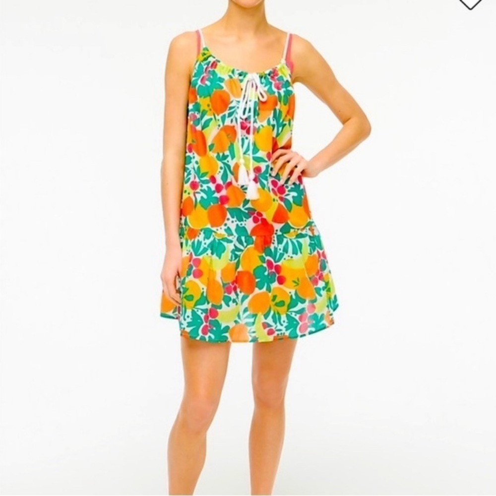 J Crew Cotton Gauzy Coverup Bold Tropical Adjustable Straps Size Medium (SU23)